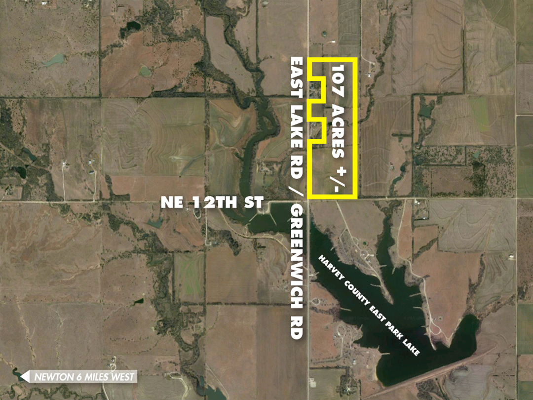 Harvey County East Lake Map Newton) Absolute - 107 Ac ± Land, 0 N East Lake Rd, Newton, Ks 67114 -  Mccurdy | Real Estate & Auction